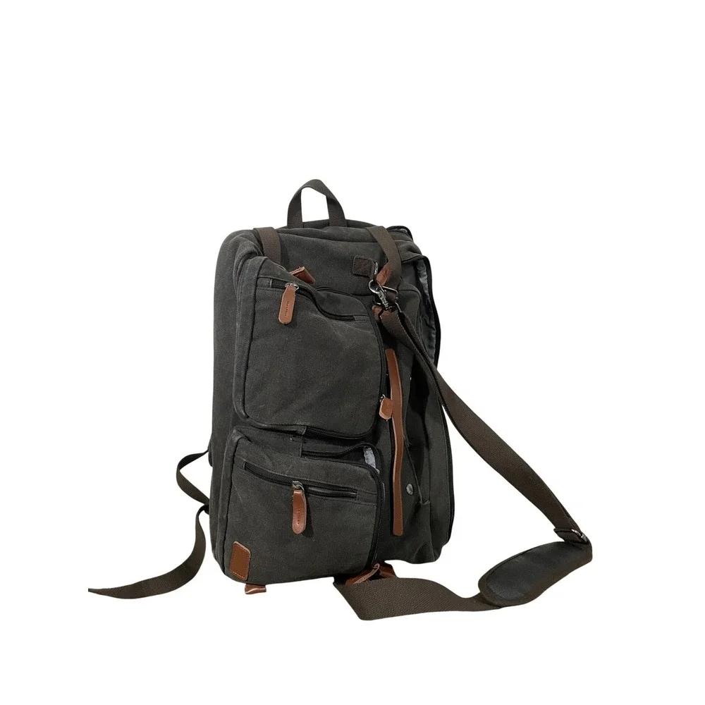 Canvas Convertible Backpack Messenger Bag Olive Green Travel Laptop Briefcase